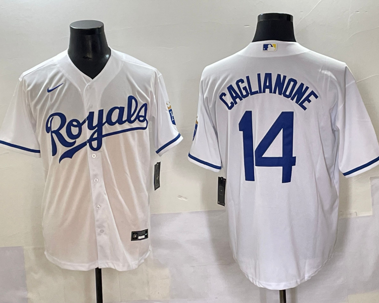 Men's Kansas City Royals Jac Caglianone #14 White Home Limited Jersey