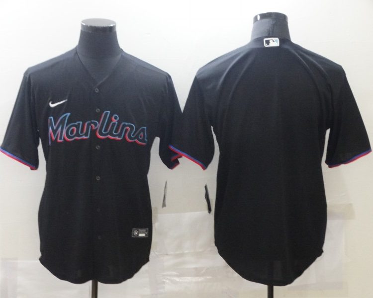 Men's Miami Marlins Black Alternate Blank Jersey