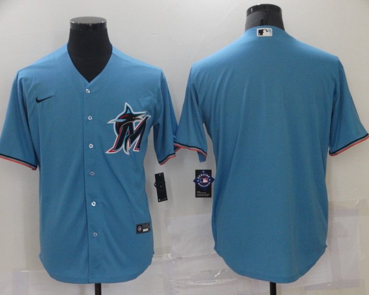Men's Miami Marlins Blue Alternate Blank Jersey