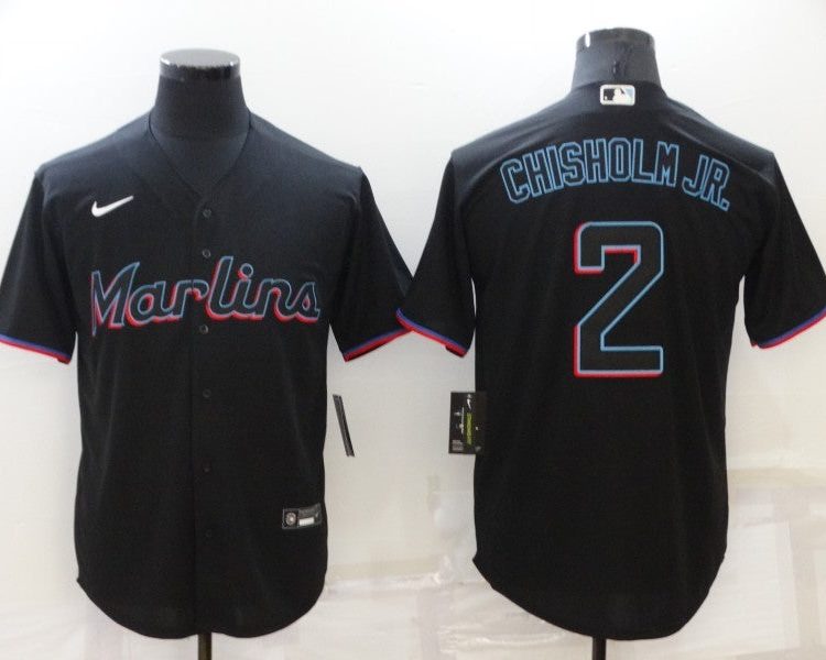 Men's Miami Marlins Jazz Chisholm Jr. #2 Black Baseball Jersey