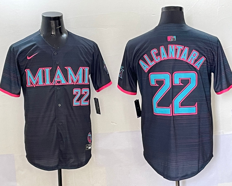 Men's Miami Marlins Sandy Alcantara #22 Black 2025 City Connect Limited Jersey