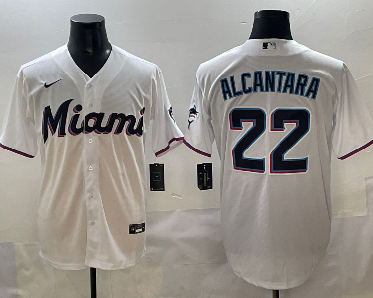 Men's Miami Marlins Sandy Alcantara #22 White Home Limited Jersey