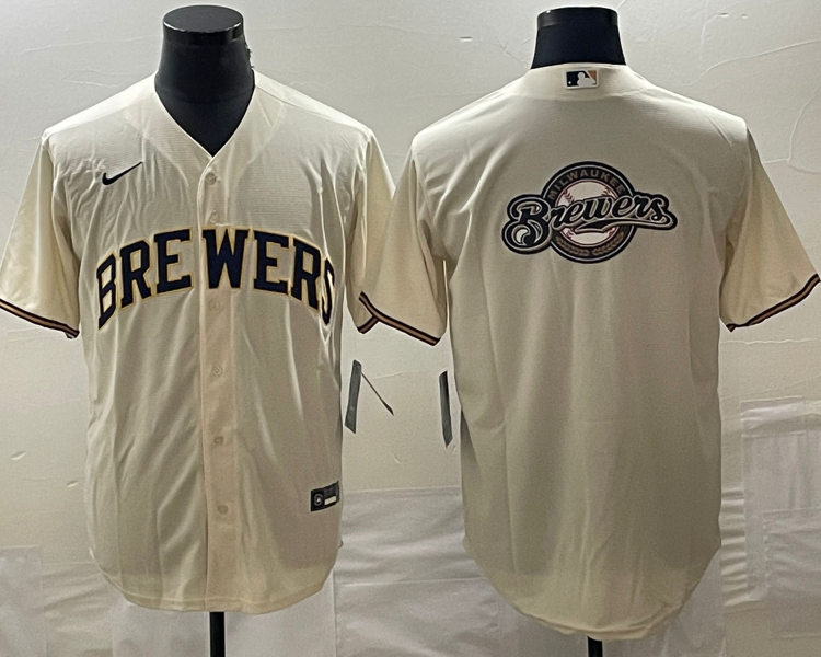 Men's Milwaukee Brewers Cream Home Team Jersey