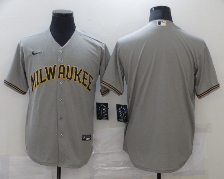 Men's Milwaukee Brewers Gray Blank Jersey