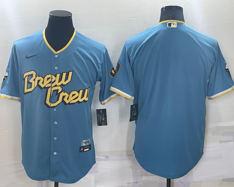 Men's Milwaukee Brewers Powder Blue 2022 City Connect Blank Jersey