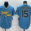 Men's Milwaukee Brewers Tyrone Taylor #15 Blue Stitched Jersey