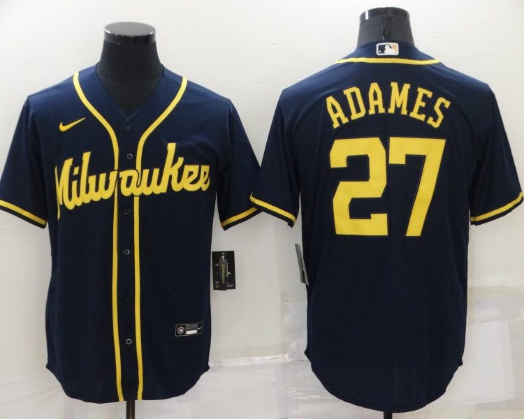 Men's Milwaukee Brewers Willy Adames #27 Navy Jersey