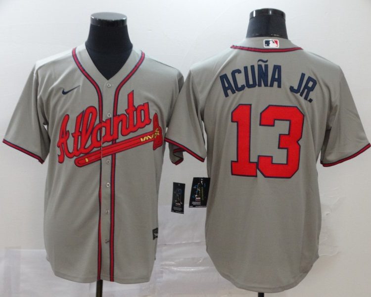 New Men's Atlanta Braves Ronald Acuna Jr. #13 Jersey Gray