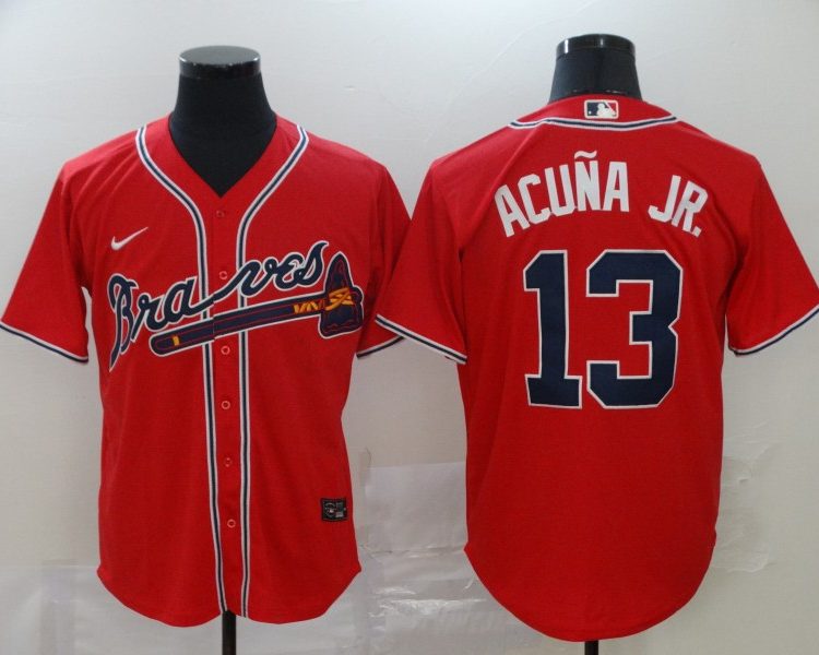 New Men's Atlanta Braves Ronald Acuna Jr. #13 Jersey Red