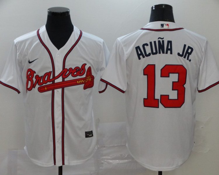 New Men's Atlanta Braves Ronald Acuna Jr. #13 Jersey White