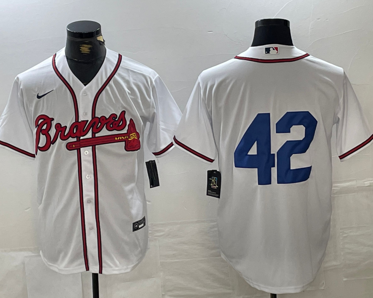 Men's Atlanta Braves #42 White 2024 Jackie Robinson Day Home Limited Jersey
