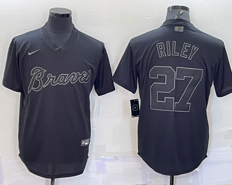 Men's Atlanta Braves Austin Riley #27 Black Baseball Jersey