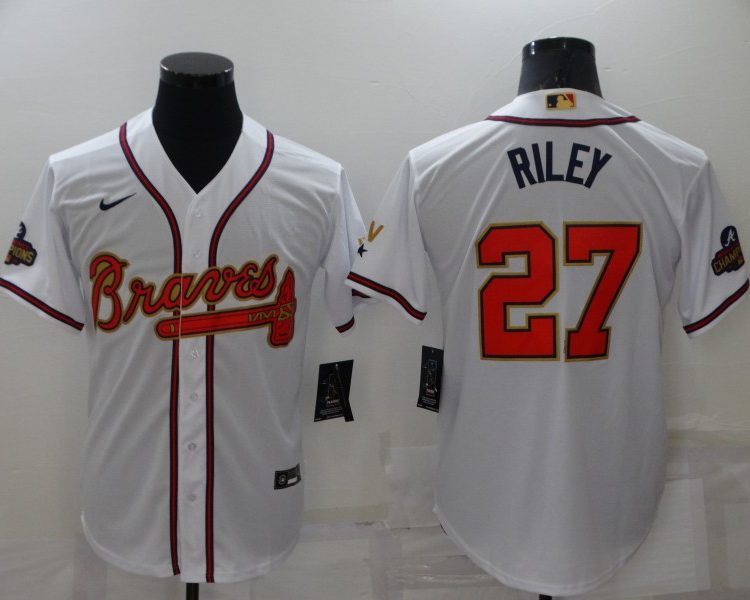 Men's Atlanta Braves Austin Riley #27 White Jersey