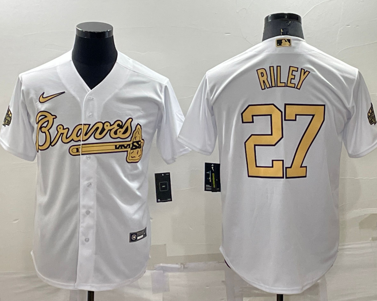 Men's Atlanta Braves Austin Riley #27 White Stitched Jersey