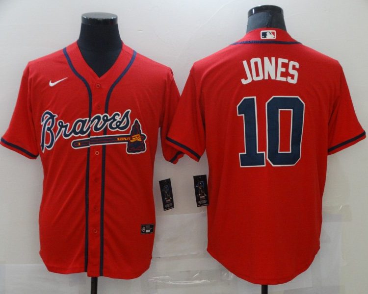 Men's Atlanta Braves Chipper Jones #10 Red Jersey
