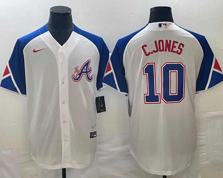 Men's Atlanta Braves Chipper Jones #10 White 2023 City Connect Jersey