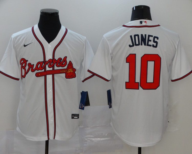Men's Atlanta Braves Chipper Jones #10 White Jersey