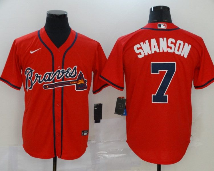 Men's Atlanta Braves Dansby Swanson #7 Red Jersey
