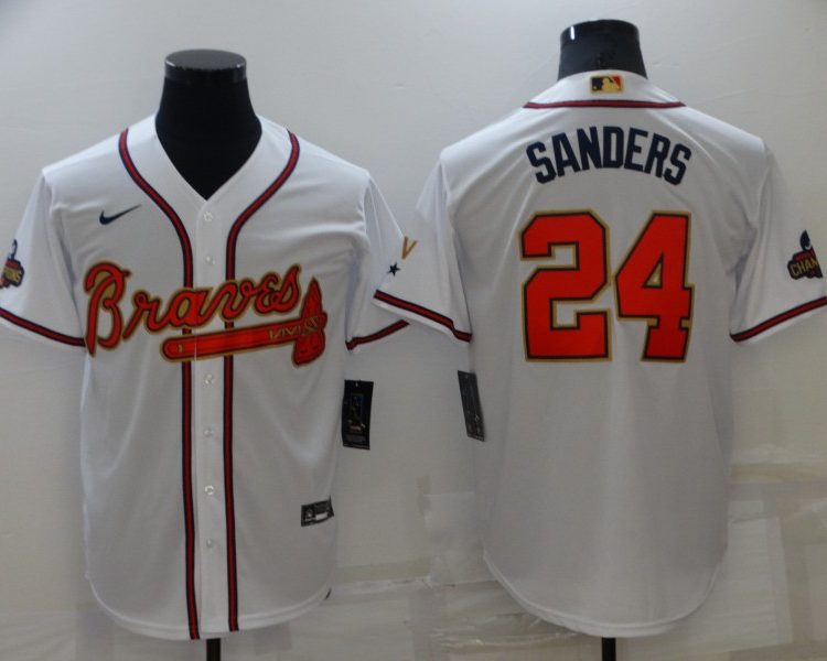 Men's Atlanta Braves Deion Sanders #24 White Jersey