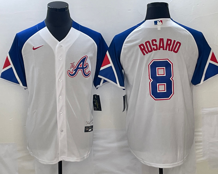 Men's Atlanta Braves Eddie Rosario #8 White 2023 City Connect Jersey