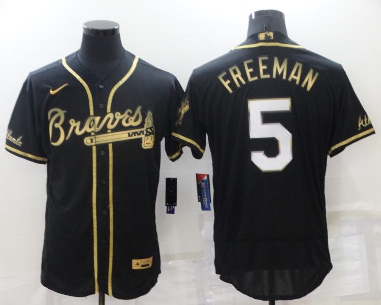 Men's Atlanta Braves Freedie Freeman #5 Black Jersey