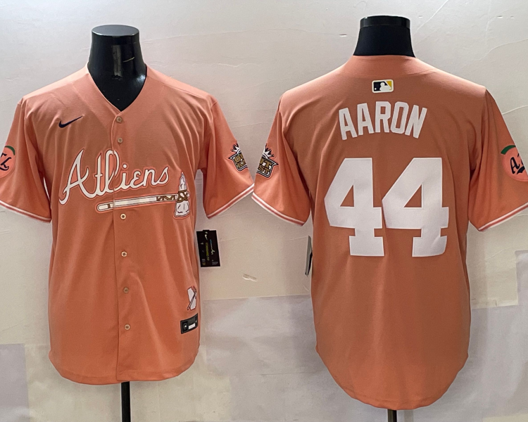 Men's Atlanta Braves Hank Aaron #44 Pink 2025 City Connect Limited Jersey