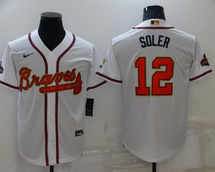 Men's Atlanta Braves Jorge Soler #12 White Jersey