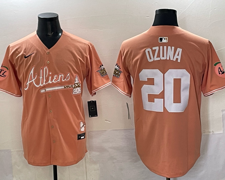 Men's Atlanta Braves Marcell Ozuna #20 Pink Alternate Jersey