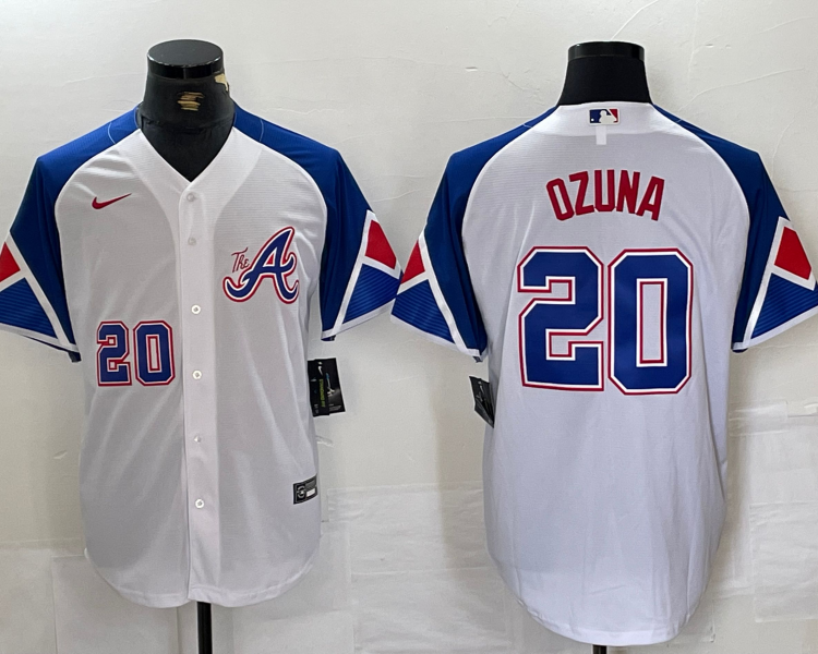 Men's Atlanta Braves Marcell Ozuna #20 White City Connect Limited Jersey