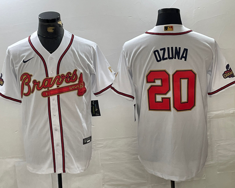 Men's Atlanta Braves Marcell Ozuna #20 White Limited Jersey