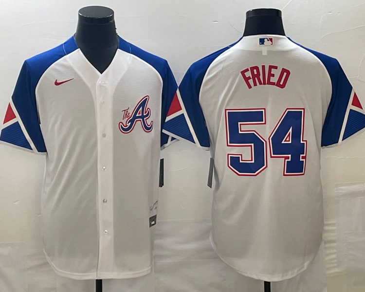 Men's Atlanta Braves Max Fried #54 White 2023 City Connect Jersey