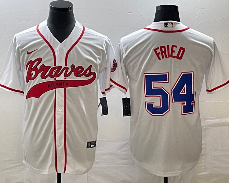 Men's Atlanta Braves Max Fried #54 White Jersey Joint Edition