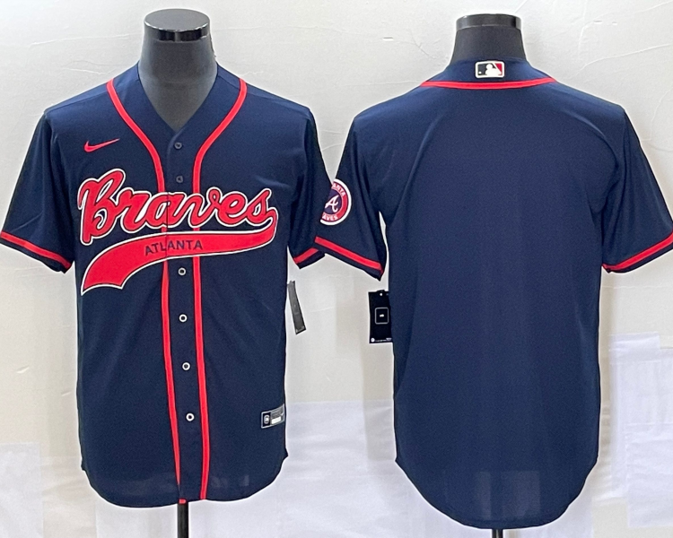 Men's Atlanta Braves Navy Blank Jersey Joint Edition