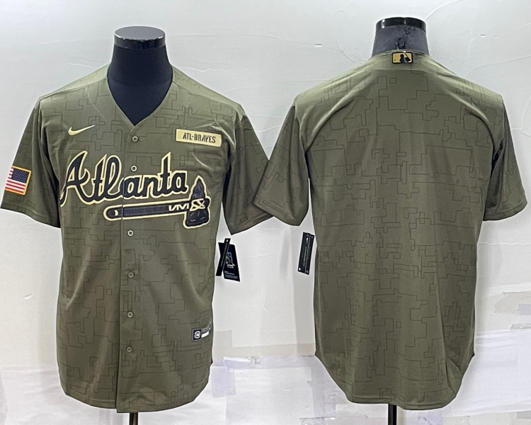 Men's Atlanta Braves Olive Salute To Service Limited Blank Jersey