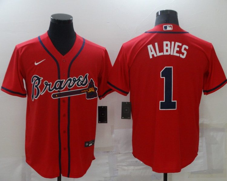 Men's Atlanta Braves Ozzie Albies #1 Red Jersey