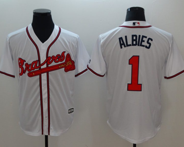 Men's Atlanta Braves Ozzie Albies #1 White Jersey