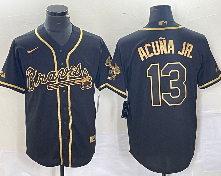 Men's Atlanta Braves Ronald Acuna Jr. #13 Black Jersey