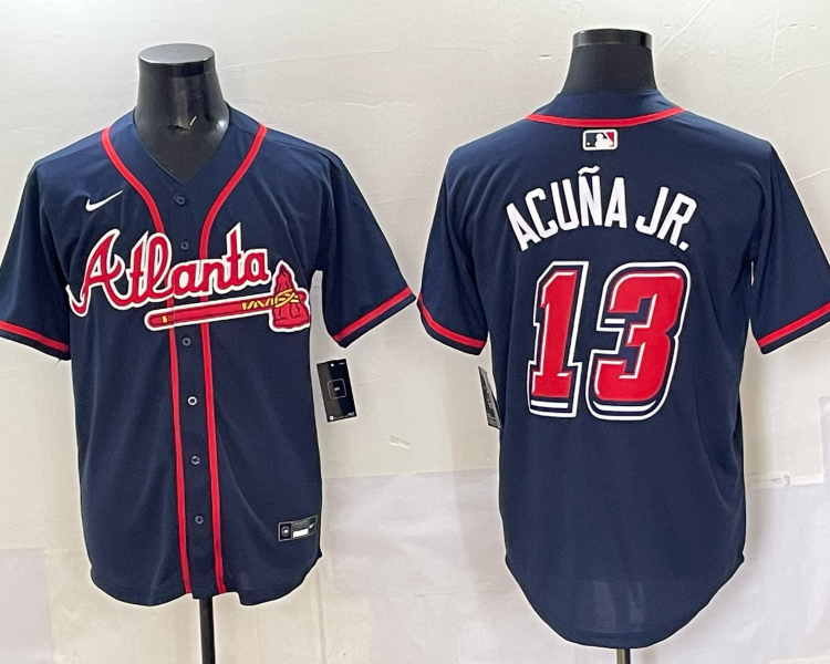 Men's Atlanta Braves Ronald Acuna Jr. #13 Navy 2025 MLB Speedway Classic Alternate Limited Jersey