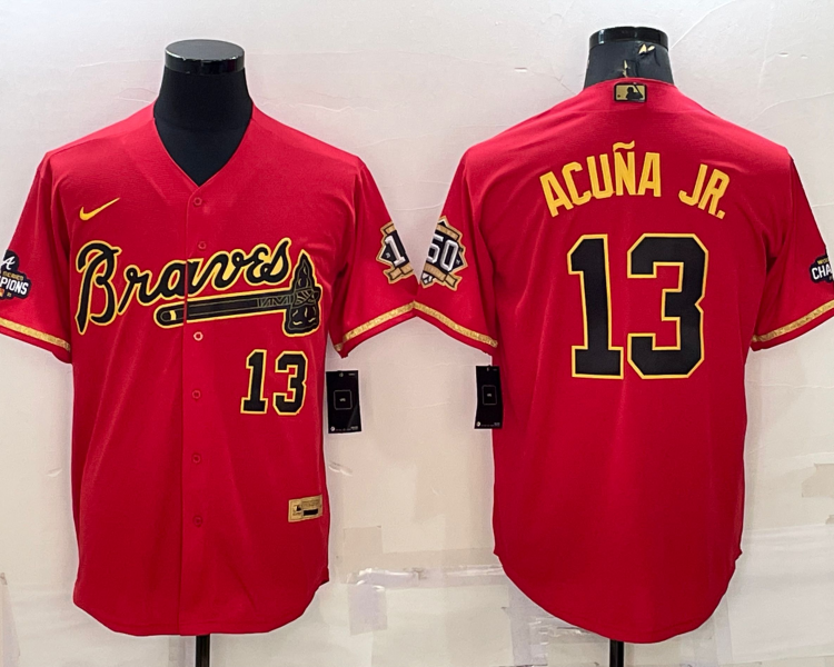 Men's Atlanta Braves Ronald Acuna Jr. #13 Red Jersey