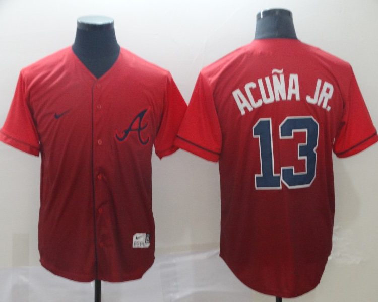 Men's Atlanta Braves Ronald Acuna Jr. #13 Red Jersey