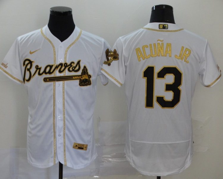 Men's Atlanta Braves Ronald Acuna Jr. #13 White Jersey