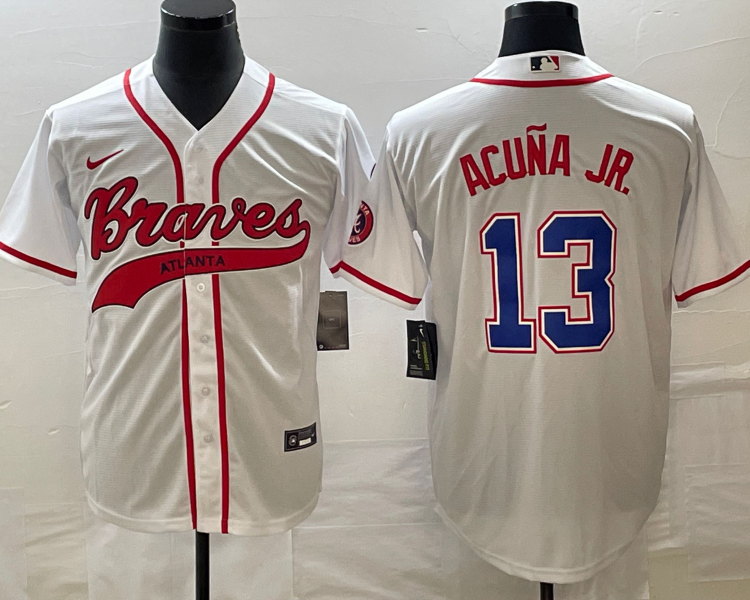 Men's Atlanta Braves Ronald Acuna Jr. #13 White Jersey Joint Edition