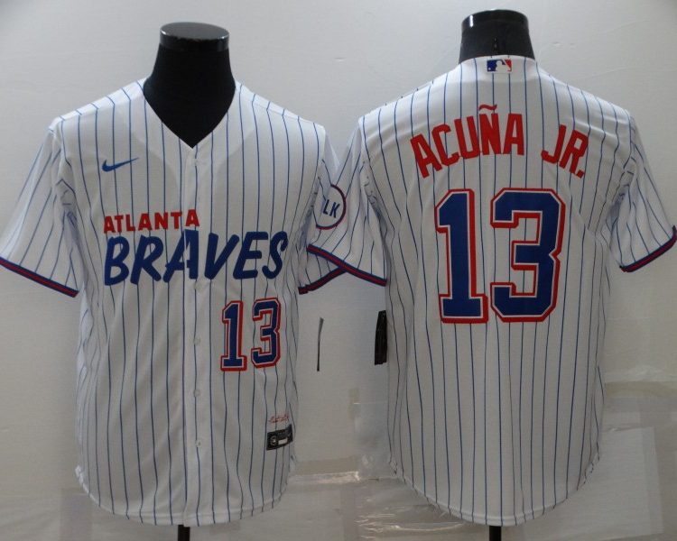 Men's Atlanta Braves Ronald Acuna Jr. #13 White Stitched Jersey City Edition