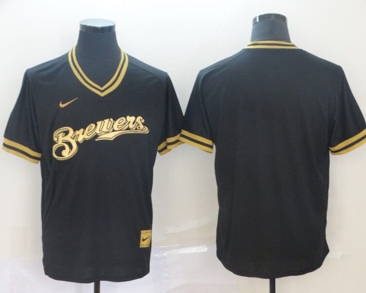 Men's Milwaukee Brewers Black Blank Jersey