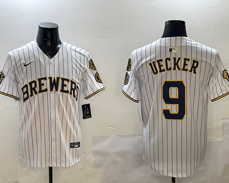 Men's Milwaukee Brewers Bob Uecker #9 White Limited Jersey