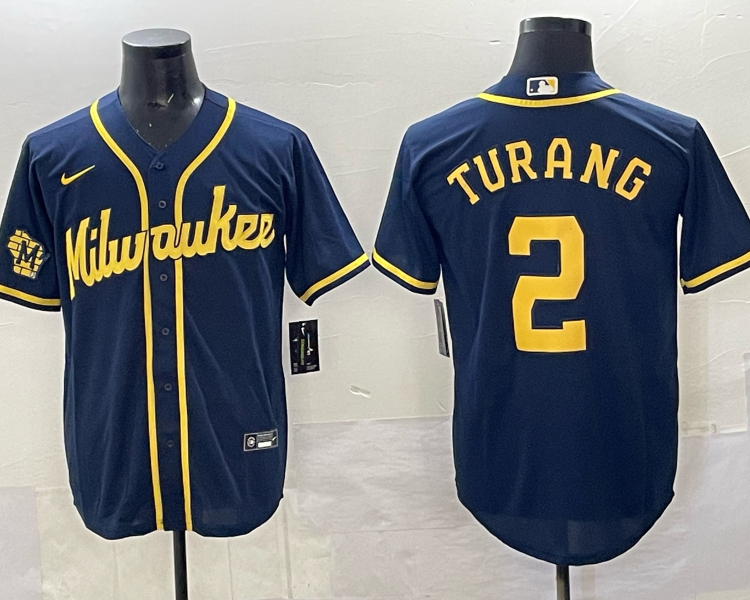 Men's Milwaukee Brewers Brice Turang #2 Navy Limited Jersey