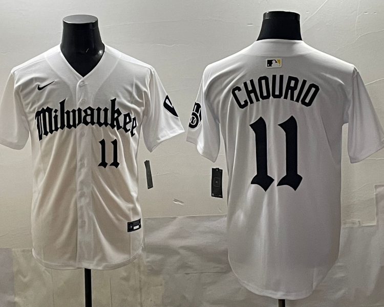 Men's Milwaukee Brewers Jackson Chourio #11 White Team Jersey
