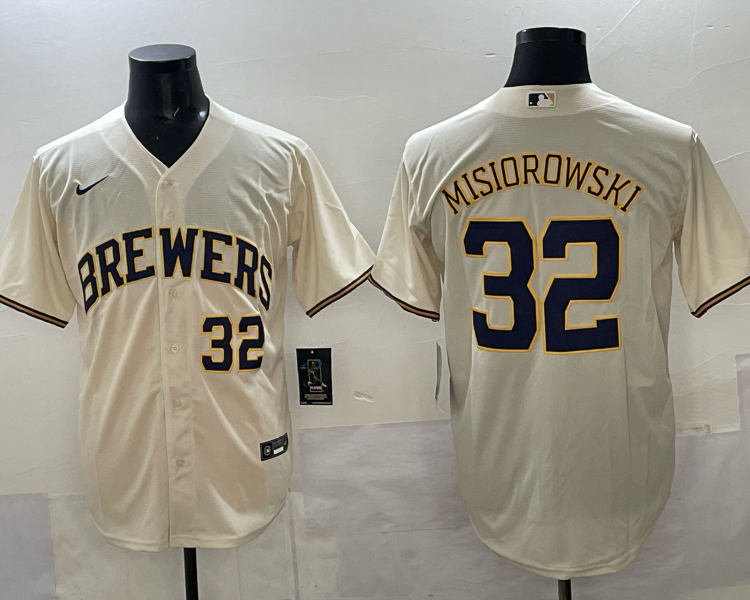 Men's Milwaukee Brewers Jacob Misiorowski #32 Cream Home Jersey