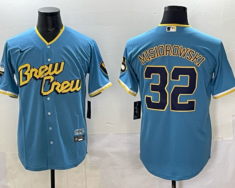 Men's Milwaukee Brewers Jacob Misiorowski #32 Powder Blue City Connect Jersey