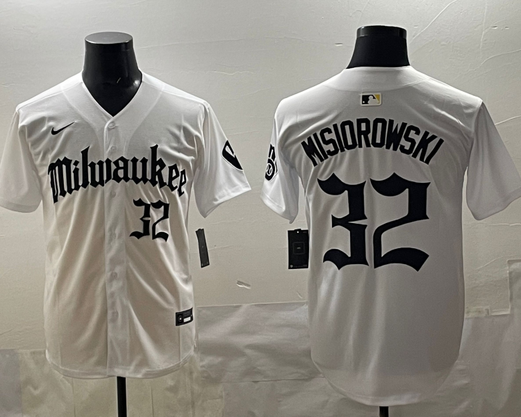 Men's Milwaukee Brewers Jacob Misiorowski #32 White Team Jersey
